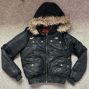 apple bottom jeans utility puffer coat